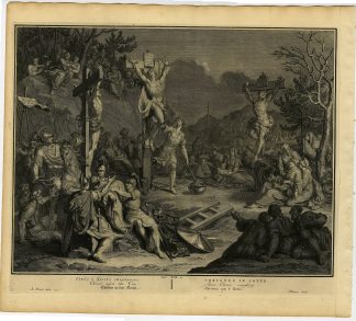 Antique Print-BIBLE-LUKE-JESUS CHRIST-CRUCIFIXION-GOLGOTHA-Folkema-de Hondt-1728