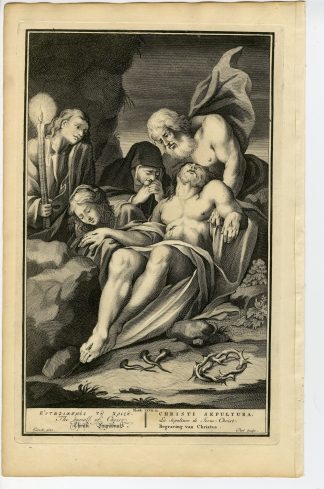 Antique Print-BIBLE-JESUS CHRIST-BURIAL-MARY MAGDALENE-Pool-de Hondt-1728