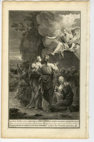 Antique Print-BIBLE-MATTHEW-CHRIST-RESURRECTION-ANGEL-WOMEN-Gouwen-de Hondt-1728
