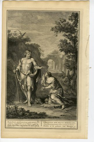 Antique Print-BIBLE-JOHN-CHRIST APPEARS TO MARY MAGDALENE-de Broen-de Hondt-1728