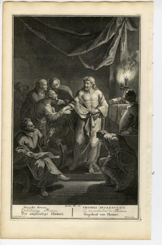 Antique Print-BIBLE-JOHN-CHRIST-DOUBTING THOMAS-DISCIPLE-Pool-de Hondt-1728