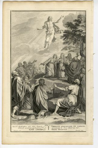 Antique Print-BIBLE-ACTS-JESUS CHRIST-ASCENSION TO HEAVEN-Bernards-de Hondt-1728