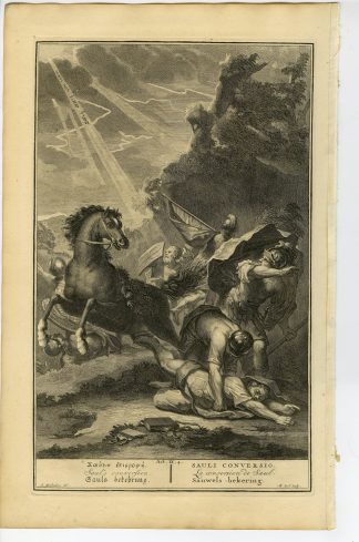 Antique Print-BIBLE-ACTS-JESUS CHRIST-SAUL BLINDED-CONVERSION-Pool-de Hondt-1728