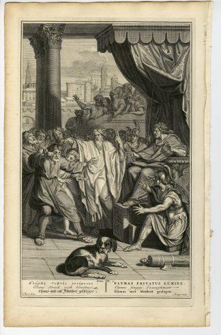 Antique Print-BIBLE-ACTS-SORCERER ELYMAS-BLINDNESS-PAUL-Surugue-de Hondt-1728