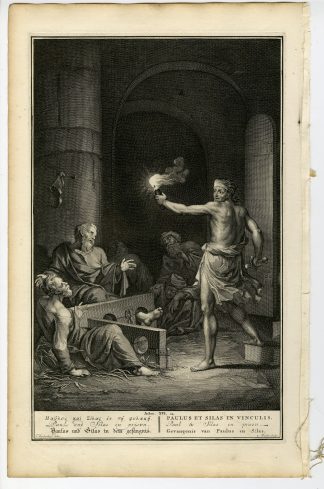 Antique Print-BIBLE-ACTS-PAUL AND SILAS IN PRISON-Mulder-de Hondt-1728