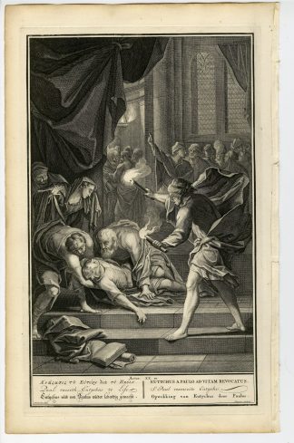 Antique Print-BIBLE-PAUL RAISES EUTYCHUS FROM THE DEAD-Jongman-de Hondt-1728