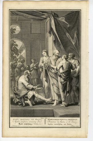 Antique Print-BIBLE-ACTS-PAUL-AGABUS-PROPHECY-CAESAREA-Folkema-de Hondt-1728