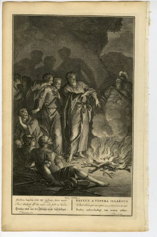 Antique Print-BIBLE-ACTS-PAUL-BITTEN BY VIPER-MALTA-de Blois-de Hondt-1728