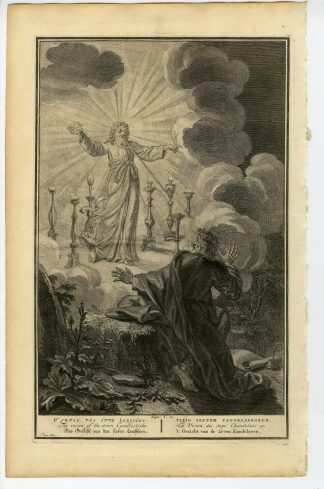 Antique Print-BIBLE-REVELATION-JOHN-JESUS-7 CANDLESTICKS-de Hondt-1728