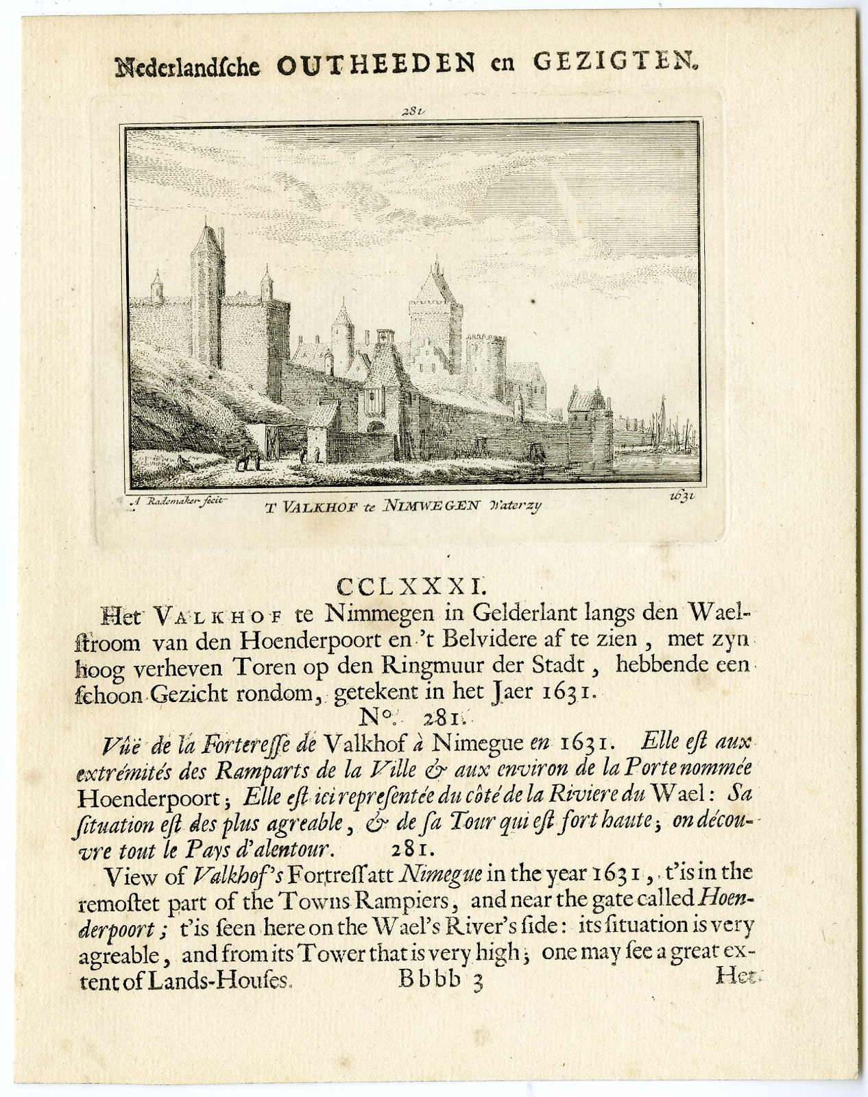 Pictura 14765 416x526 Antique Print-NIJMEGEN-VALKHOF CASTLE-NETHERLANDS-Rademaker-1693