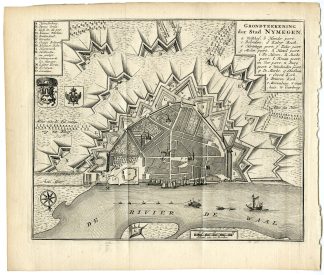 Antique Map-NIJMEGEN-PLAN-FORTIFICATION-NETHERLANDS-Tirion-1741