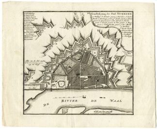 Antique Map-NIJMEGEN-PLAN-FORTIFICATION-NETHERLANDS-de Leth-1740