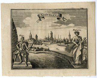 Rare-Antique Print-NIMWEGEN-VIEW-NIJMEGEN-NETHERLANDS-Dehne-Fassmann-c. 1725