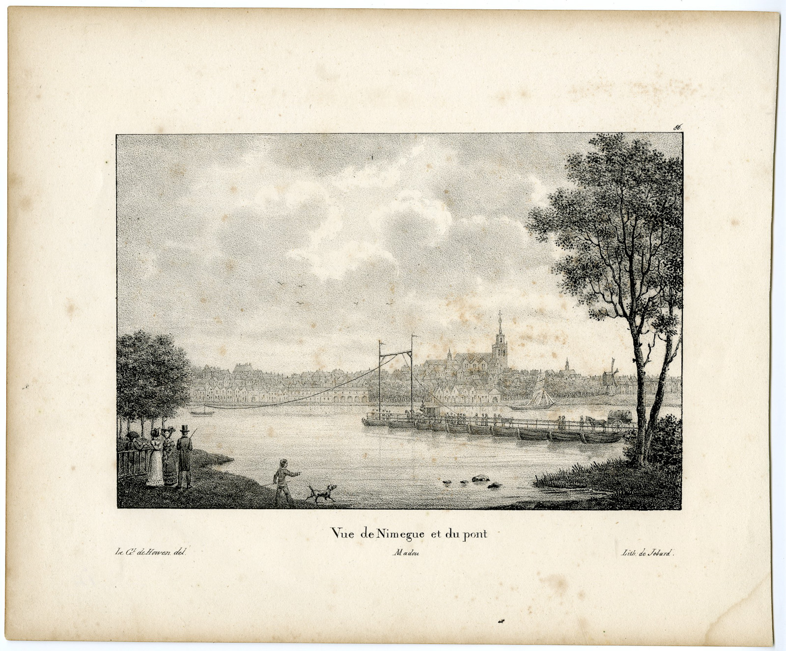 Pictura 14816 416x345 Antique Print-NIJMEGEN-VIEW-WAAL-NETHERLANDS-Madou-Howen-1825