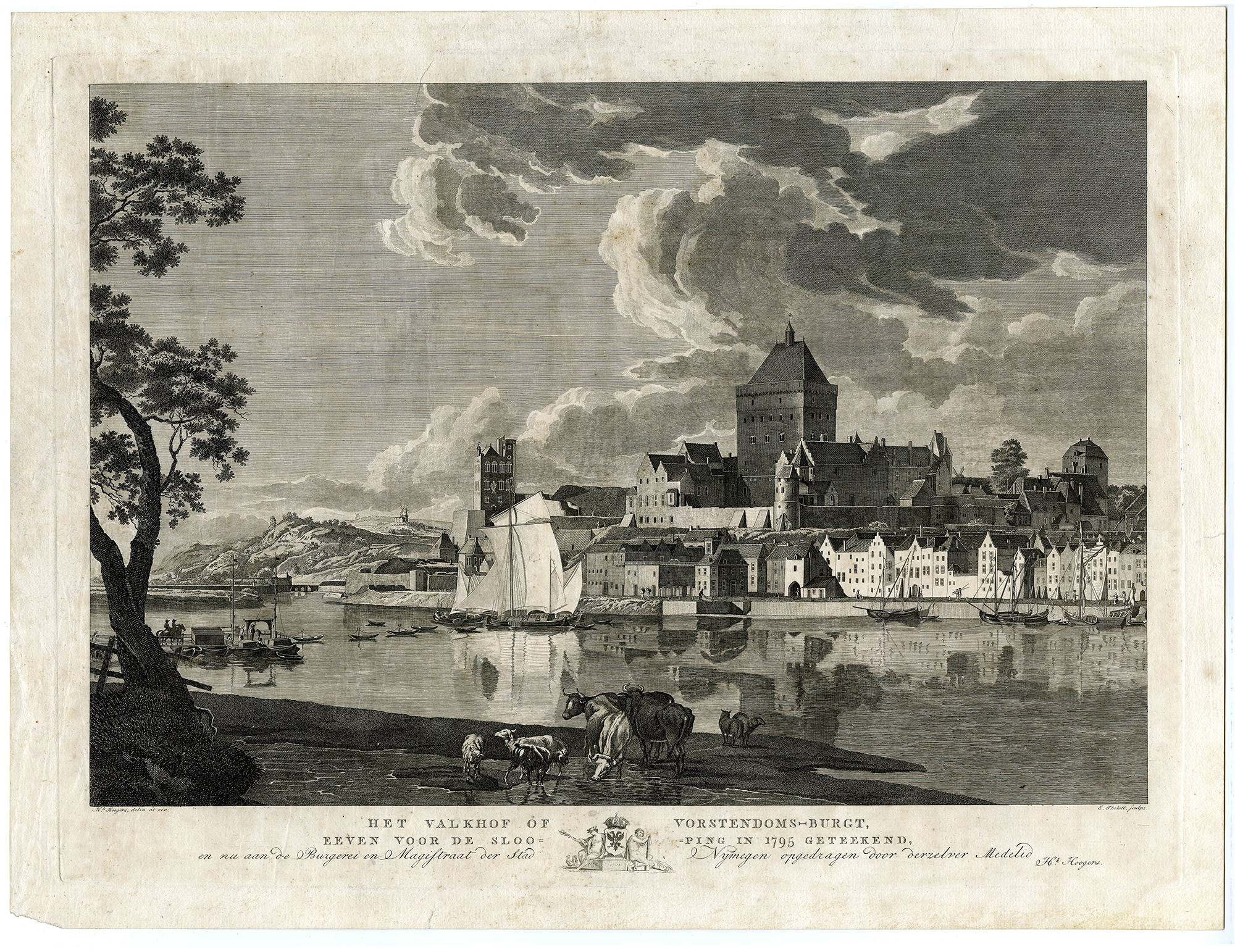 Pictura 14942 416x321 Antique Print-NIJMEGEN-VALKHOF-CASTLE-NETHERLANDS-Thelott-Hoogers-c. 1795