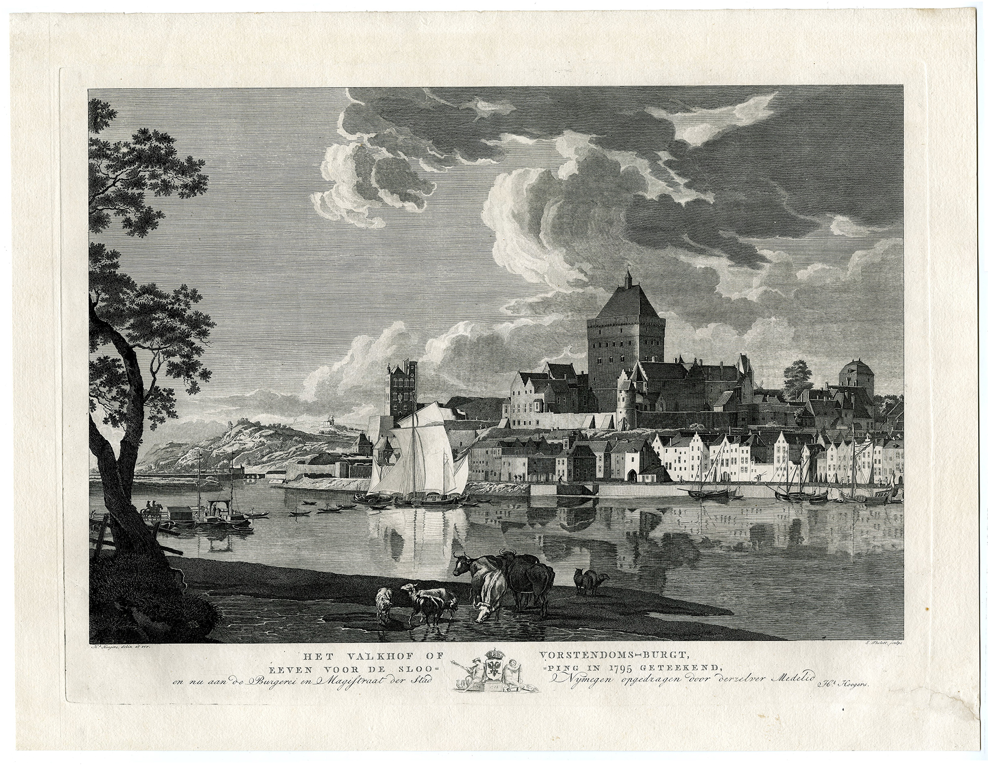 Pictura 14947 416x322 2-Antique Prints-NIJMEGEN-VALKHOF-CASTLE-NETHERLANDS-Thelott-Hoogers-c. 1795 - Image 2