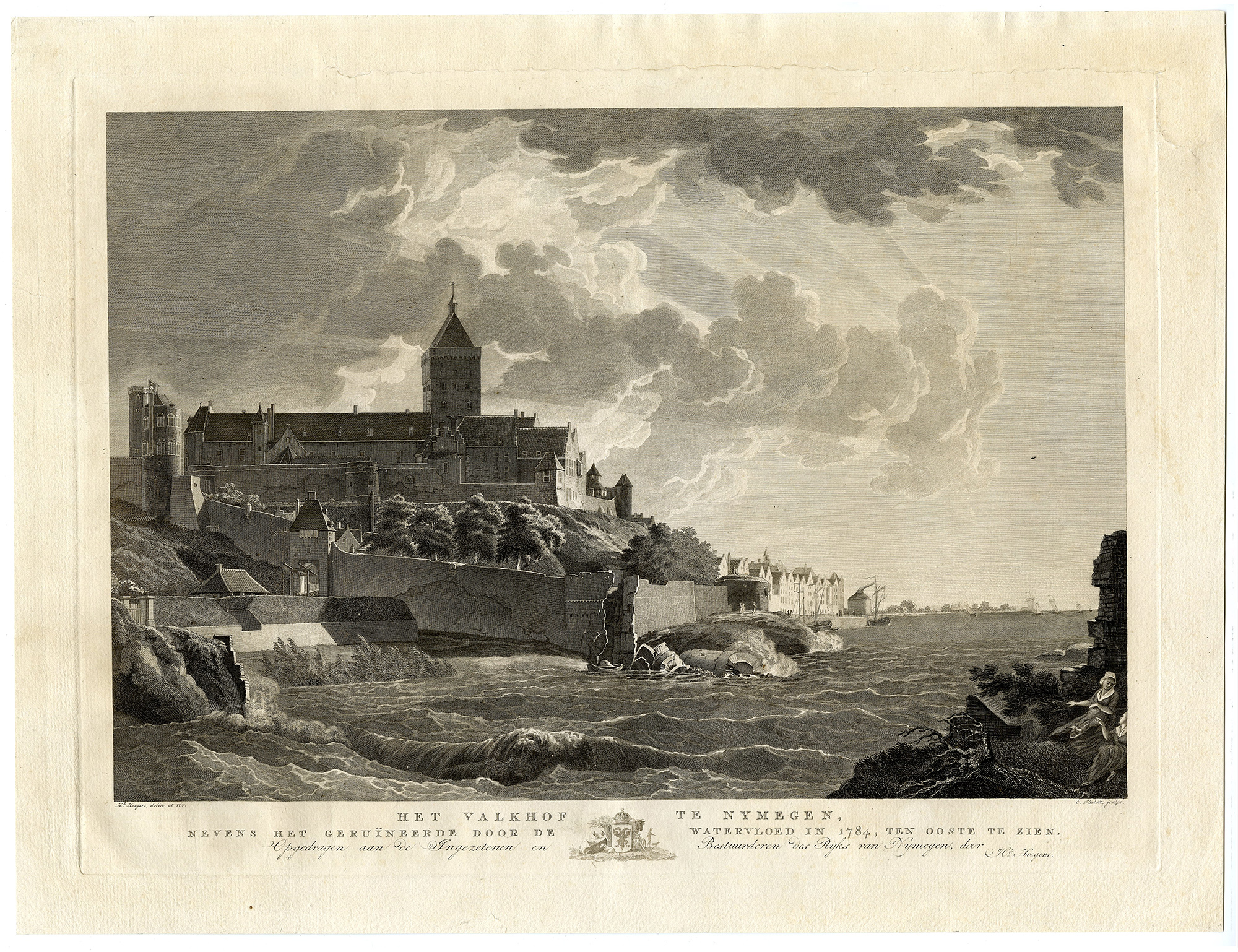 Pictura 14952 416x320 2-Antique Prints-NIJMEGEN-VALKHOF-CASTLE-NETHERLANDS-Thelott-Hoogers-c. 1795