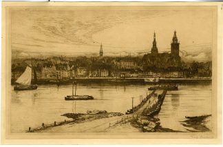 Antique Print-NIJMEGEN-PANORAMIC VIEW-WAAL-NETHERLANDS-L&uuml;cker-c. 1920