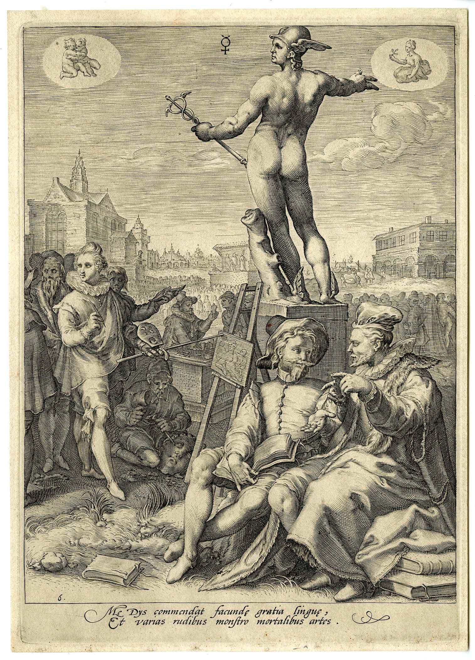 Pictura 15264 416x578 Antique Master Print-MERCURY PRESIDING OVER THE ARTS-Saenredam-Goltzius-1596