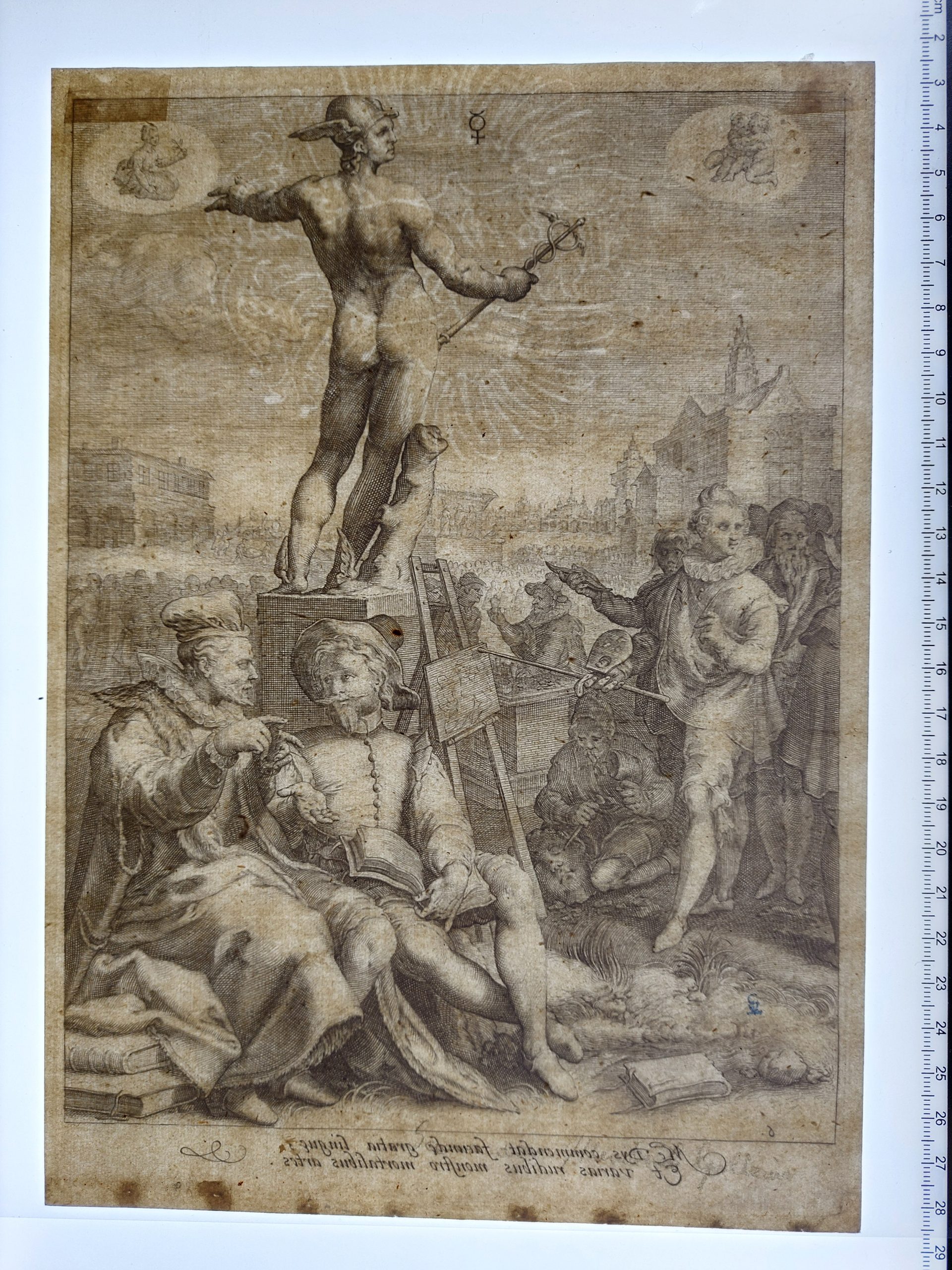 Pictura 15265r2 416x555 Antique Master Print-MERCURY PRESIDING OVER THE ARTS-Saenredam-Goltzius-1596 - Image 4