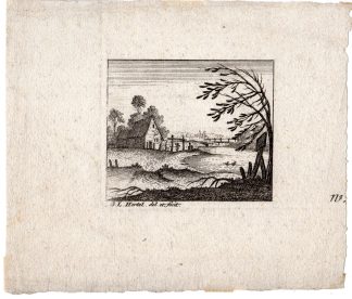 Antique Print-LANDSCAPE-HOUSE-WATER-RIVER-POND-TREES-Hertel-1790