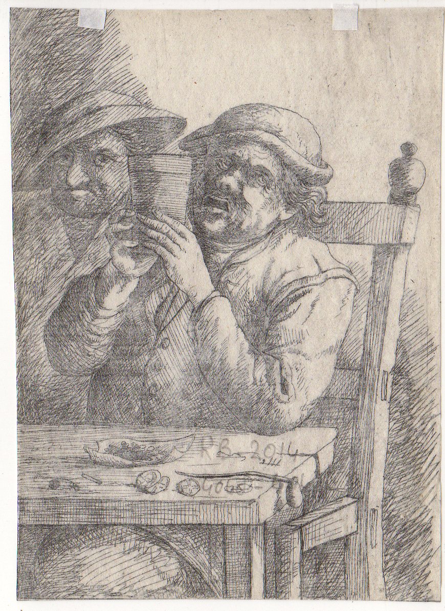 RB 4049 416x571 Antique Master Print-FARMER-DRINKING-TABACCO-SMOKING-PIPE-Deuchar-1780 - Image 2