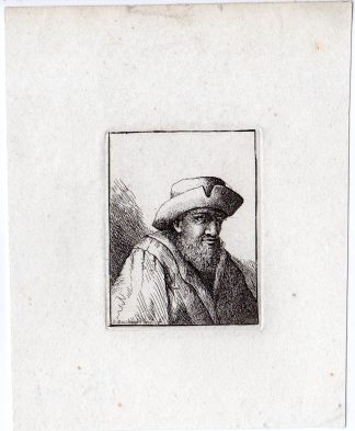 Antique Master Print-PORTRAIT-OLD MAN-BEARD-HAT-Deuchar-1780