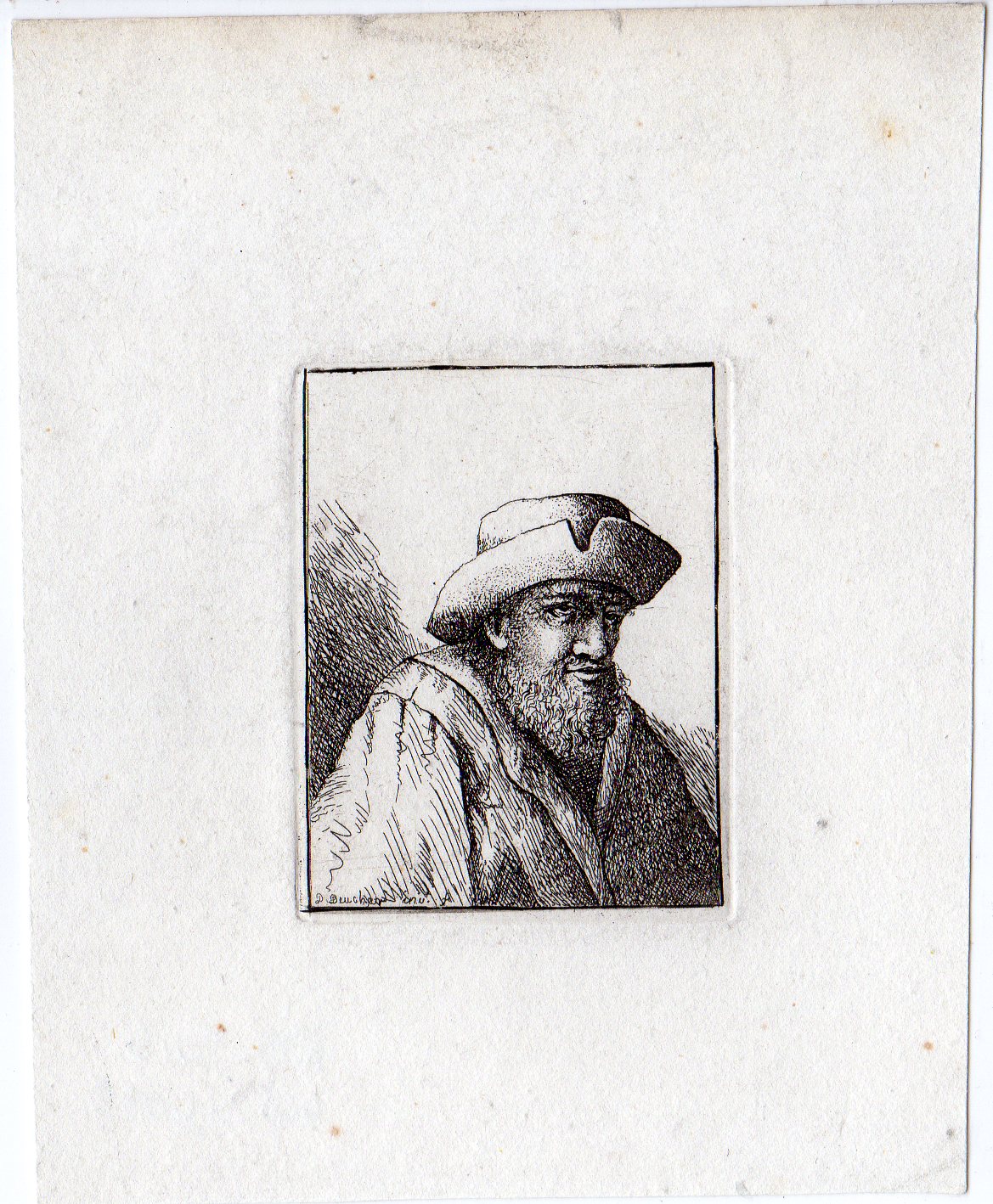 RB 4052 416x505 Antique Master Print-PORTRAIT-OLD MAN-BEARD-HAT-Deuchar-1780