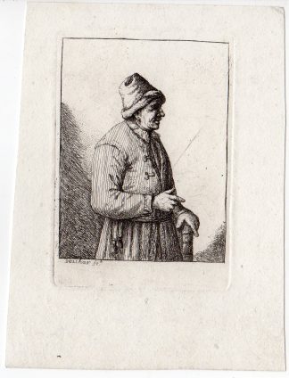 Antique Master Print-STANDING-MAN-BOOK-HAT-Deuchar-1780