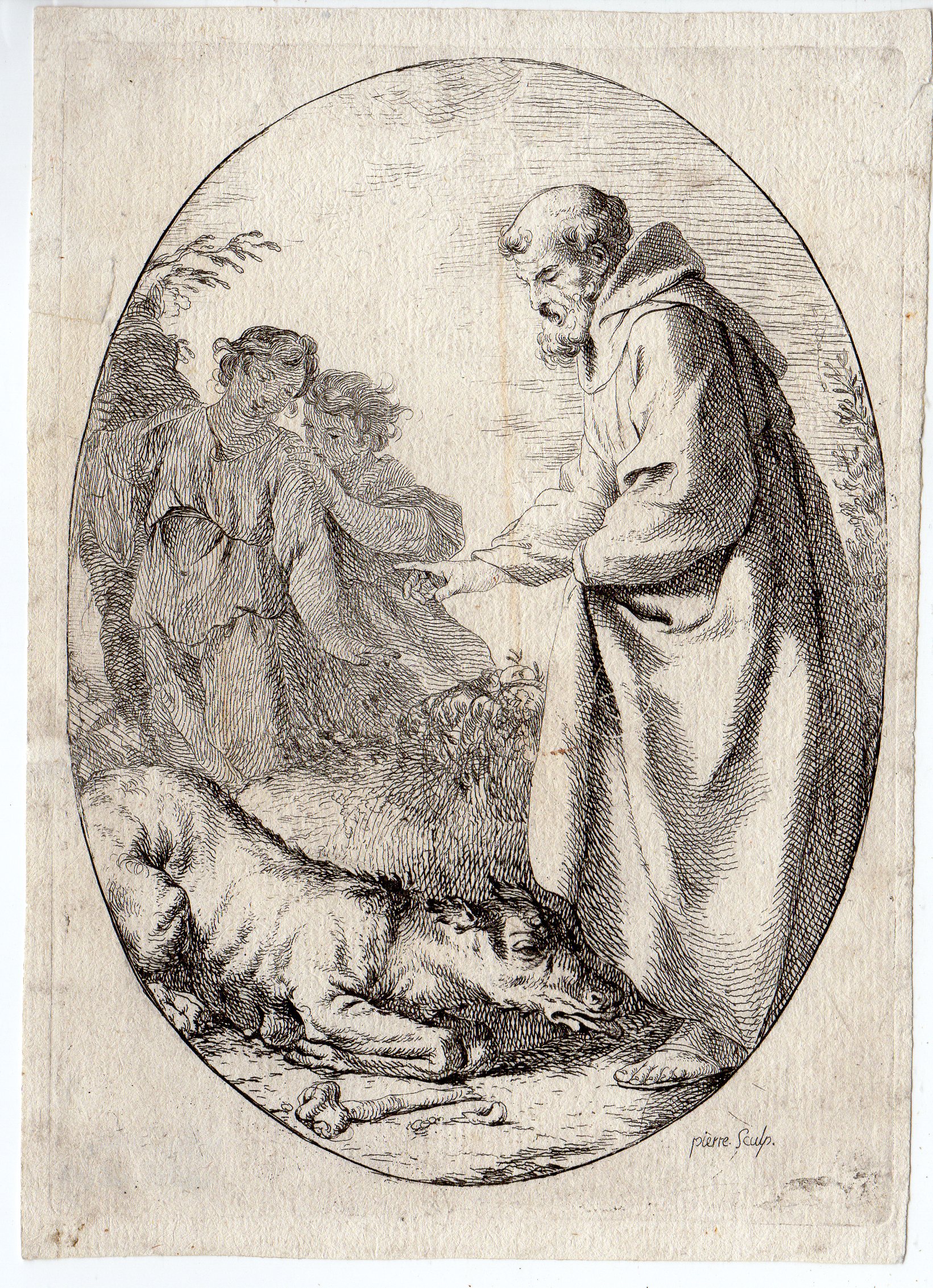 RB 4068 416x574 Antique Master Print-RELIGION-ST FRANCIS OF ASSISSI-WOLF-GUBBIO-Pierre-1770