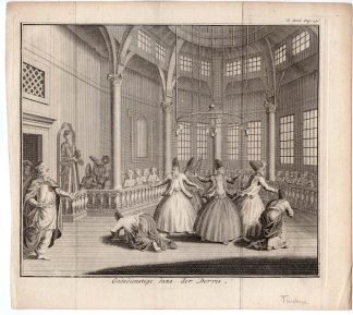 Antique Print-RELIGION-DERWISH-MEVLEVI-SUFI-TURKEY-DANCING-Philips -Tirion-1728