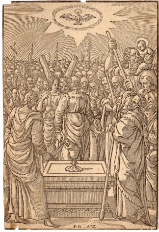 Antique Print-SAINT PETER-KEY-CHALICE-van der Borcht (1)-van Leest-1600