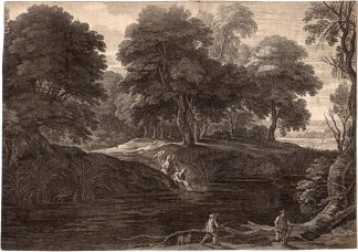 Rare-Antique Master Print-BIBLE-TOBIAS-ANGEL-FISH-LANDSCAPE-vd Sande-ca. 1650