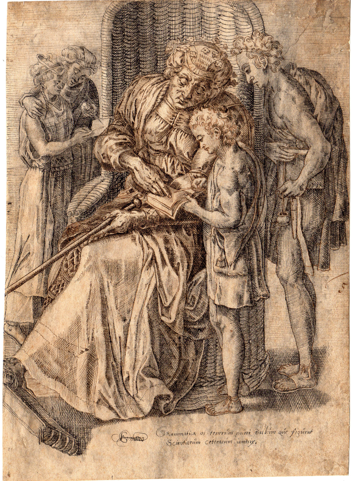 RB 4125 416x570 Antique Drawing-GRAMMAR-TEACHER-STUDENTS-DONATUS-Cort after Floris-c.1575