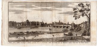 Antique Print-FRANCE-PARIS-CITY-GERMANO-BUILDINGS-BOATS-RIVER SEINE-Sesone -1750