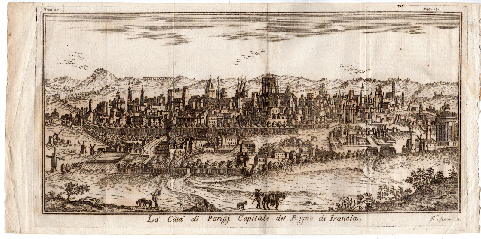 RB 4135 416x207 Antique Print-FRANCE-PARIS-CHURCHES-MILLS-BUILDINGS-CAPITAL-Sesone -1750