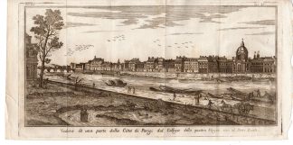 Antique Print-FRANCE-PARIS-COLLEGE-ROYAL BRIDGE-BUILDINGS-CAPITAL-Sesone -1750