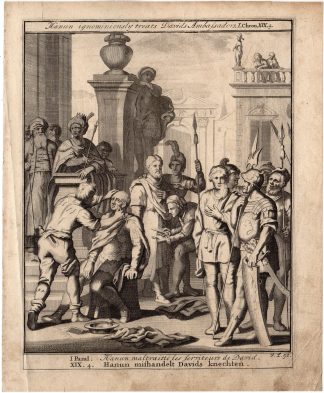Antique Print-BIBLE-BEARD SHAVEN OFF-DAVIDS MESSENGERS-Scheits-1754