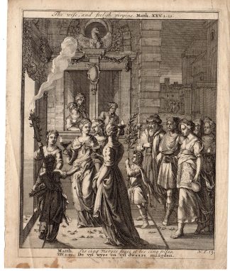 Antique Print-RELIGION-BIBLE-TEN VIRGINS-BRIDEGROOM-OIL LAMPS-Scheits-1754