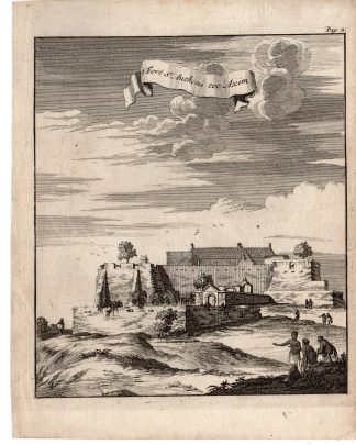 Antique Print-FORT-GHANA-SANTO ANTONIO-AXIM-GOLD COAST-DUTCH WIC-Bosman-1705