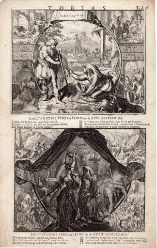 Antique Print-TOBIAS AND ANGEL-RAPHAEL-JUDITH AND HOLOFERNES-de Hooghe-1713