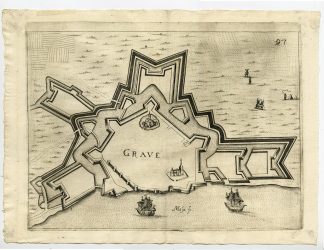 Antique Map-PLAN-FORTIFICATION-GRAVE-NETHERLANDS-Priorato-1683