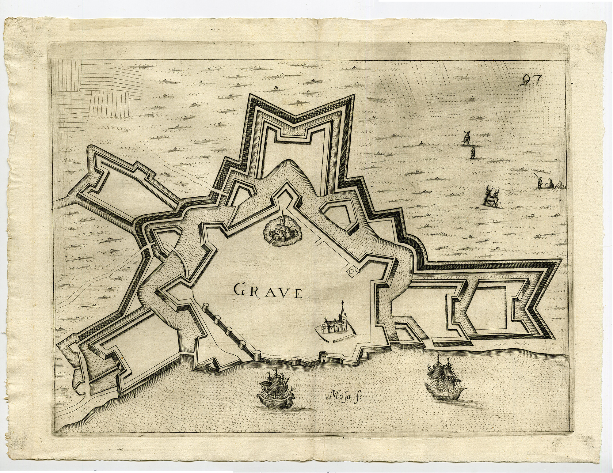 Pco 9569 416x321 Antique Map-PLAN-FORTIFICATION-GRAVE-NETHERLANDS-Priorato-1683