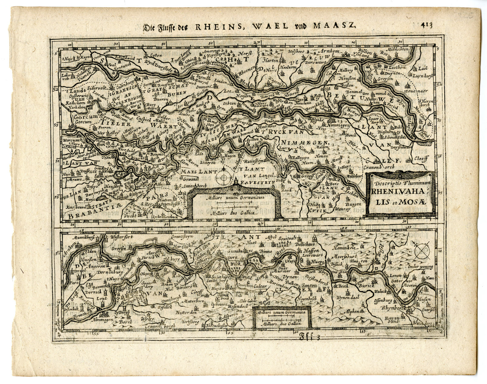 Pco 9731 416x328 Antique Map-RHINE-WAAL-MEUSE-MAAS-RIJN-NETHERLANDS-Mercator-Hondius-c. 1650