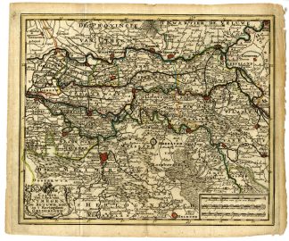 Antique Map-NIJMEGEN-GELDERLAND-BETUWE-NETHERLANDS-de Leth-c. 1750