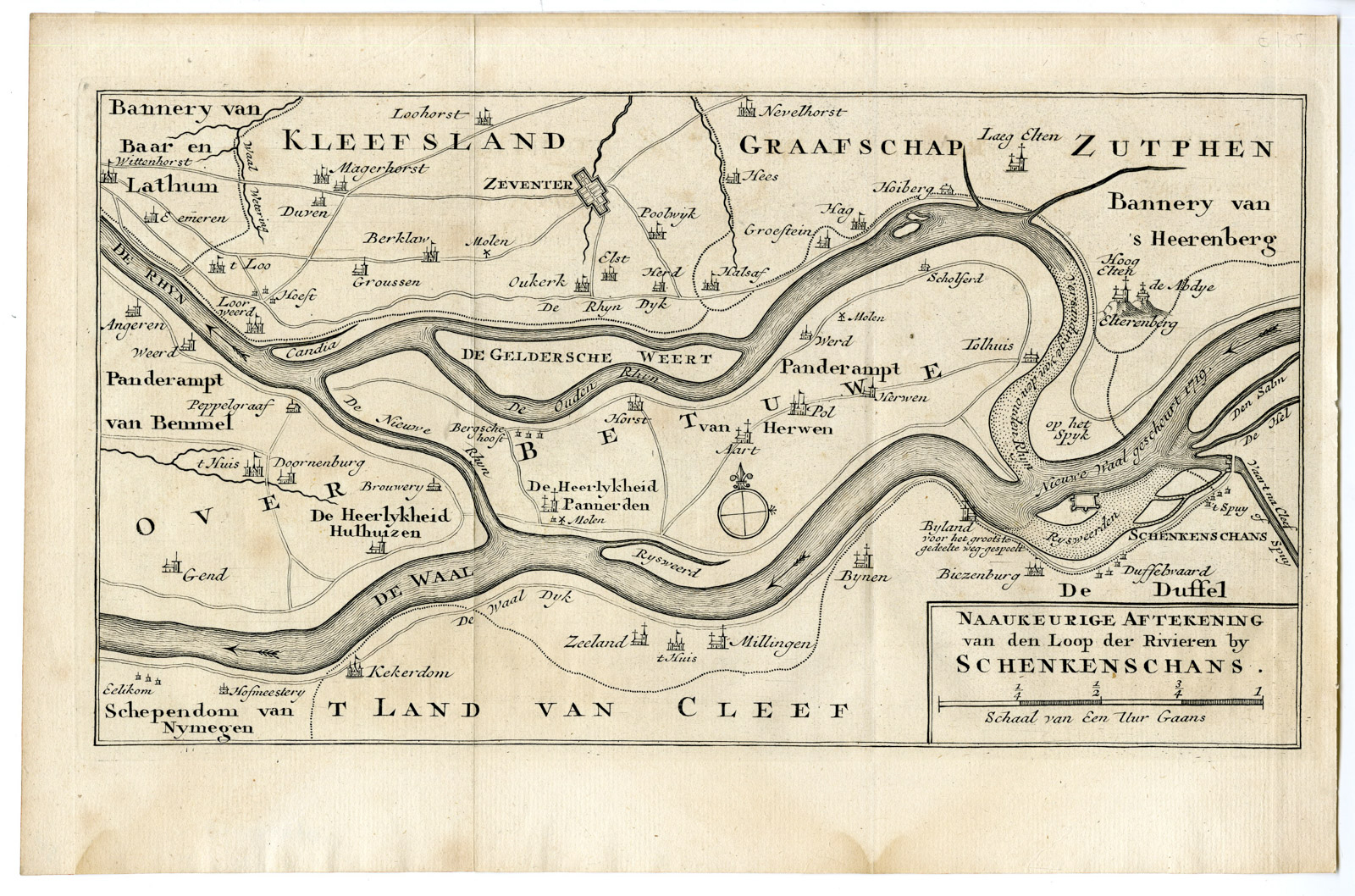 Pco 9741 416x275 Antique Map-SCHENKENSCHANZ-ZEVENAAR-ELTEN-RHINE-WAAL-Tirion-c. 1740