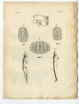 Antique Print-EGYPT-ARTEFACT-EYE OF HORUS-HARPOCRATES-STATUETTE-Caylus-1767