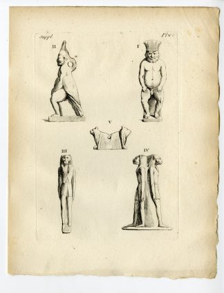 Antique Print-EGYPT-ARTEFACT-DEITY-BES-LION-AMULET-Caylus-1767