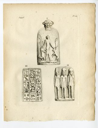 Antique Print-EGYPT-ARTEFACT-DEITY-HORUS-PLAQUE-HIEROGLYPHS-Caylus-1767