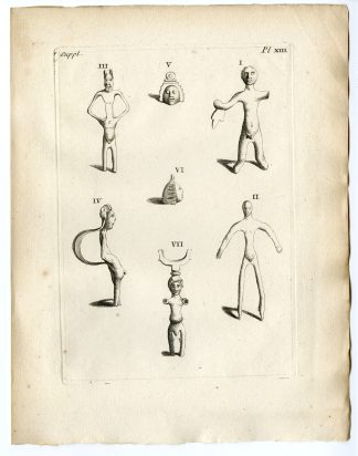 Antique Print-ARTEFACT-STATUETTE-ETRUSCAN IDOLS-FIGURINES-DEITY-Caylus-1767